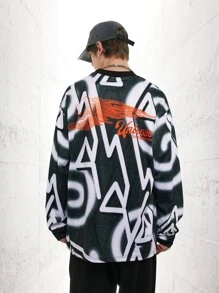 Men Letter Graphic Drop Shoulder Tee - Multicolor - View 2