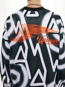 Men Letter Graphic Drop Shoulder Tee - Multicolor - View 4
