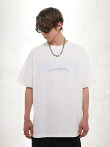 男士人物和標語圖案T恤 - 白色 - 查看 1