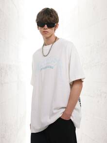 男士人物和標語圖案T恤 - 白色 - 查看 3