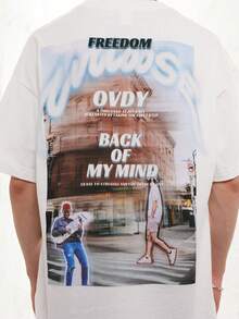 男士人物和標語圖案T恤 - 白色 - 查看 5