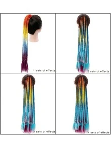 Kids Short Synthetic Hair Braid - Multicolor - View 5