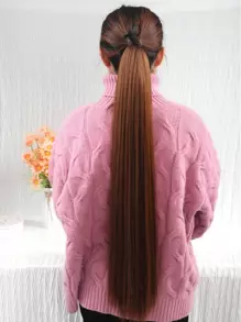 18-34 英寸超长直浅棕色马尾辫合成马尾接发，适合女性中国新年、音乐节、派对、角色扮演、节日和日常使用 - Light Brown - 查看 6