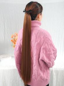 18-34 英寸超长直浅棕色马尾辫合成马尾接发，适合女性中国新年、音乐节、派对、角色扮演、节日和日常使用 - Light Brown - 查看 5