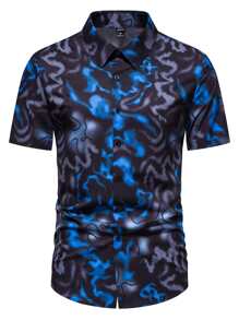 男士滿版印花前排扣襯衫 - 彩色 - 查看 3