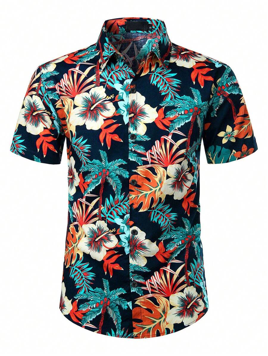 NITAGUT Áo sơ mi Nam Nút phía trước Nhiệt đới Boho - Nhiều màu - Xem 1