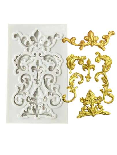 1pc Vintage Flower Shaped Candy Making Tool, White Silicone Mold For DIY