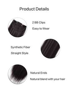 3入組夾片中等直筒合成纖維接髮 - 棕色 - 查看 3