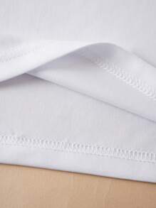 INAWLY 心与口号图案 T 恤 欢聚于此 感恩之心图案 T 恤 女士上衣 - 白色 - 查看 5