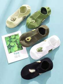 5pairs Women Fruit Pattern Fashionable Invisible Socks For Spring & Summer - Multicolor - View 4