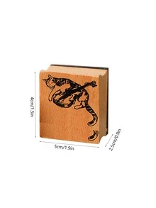 1pc Cat Pattern Wooden Stamp, Cute Multi-purpose Scrapbooking Seal For DIY Craft - Khaki - View 2