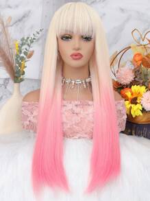 Peluca sintética largo de ombré recto con tupe - Multicolor - Ver 1