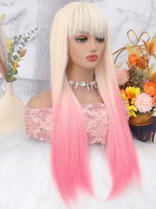 Peluca sintética largo de ombré recto con tupe - Multicolor - Ver 3