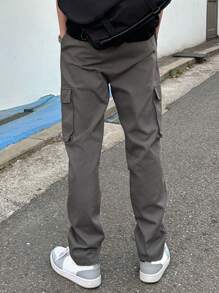 DAZY Men Flap Pocket Side Cargo Trousers - Dark Grey - View 2