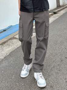 DAZY Men Flap Pocket Side Cargo Trousers - Dark Grey - View 6