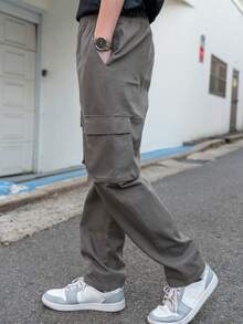 DAZY Men Flap Pocket Side Cargo Trousers - Dark Grey - View 7