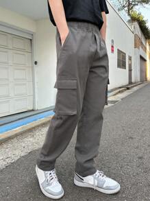 DAZY Men Flap Pocket Side Cargo Trousers - Dark Grey - View 8