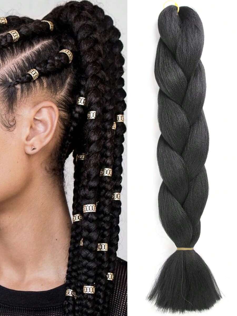 一包24英寸大号编织假发，适合女性和儿童日常佩戴，也适合节日和角色扮演。灰色时尚合成假发，钩针编织接发，实用灵活，耐高温，编织接发，适用于万圣节、圣诞节、新年、狂欢节和音乐节。