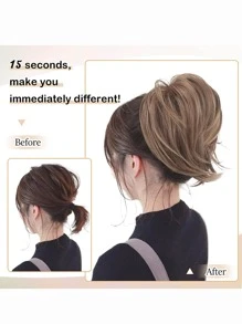 短直筒馬尾合成纖維接髮 - 彩色 - 查看 3