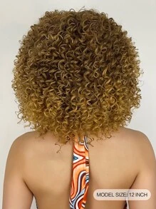nimoki Afro Short Curly Synthetic Wig With Bangs - Multicolor - View 4