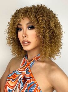 nimoki Afro Short Curly Synthetic Wig With Bangs - Multicolor - View 5