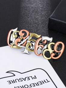 1入組女士撞色數字裝飾時尚彈簧夾適用於頭髮裝飾用品 - 彩色 - 查看 1