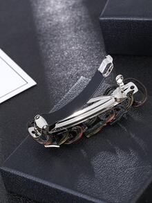 1入組女士撞色數字裝飾時尚彈簧夾適用於頭髮裝飾用品 - 彩色 - 查看 3