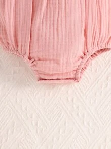 SHEIN Bebé Body con bordado floral ribete con fruncido - Rosa vieja - Ver 5