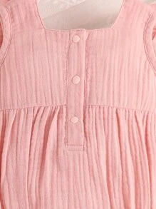 SHEIN Bebé Body con bordado floral ribete con fruncido - Rosa vieja - Ver 6