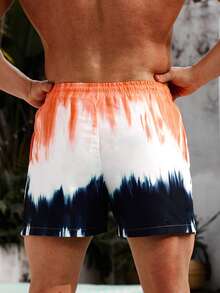 Manfinity Hombres Shorts de natación de tie dye de cintura con cordón - Multicolor - Ver 2
