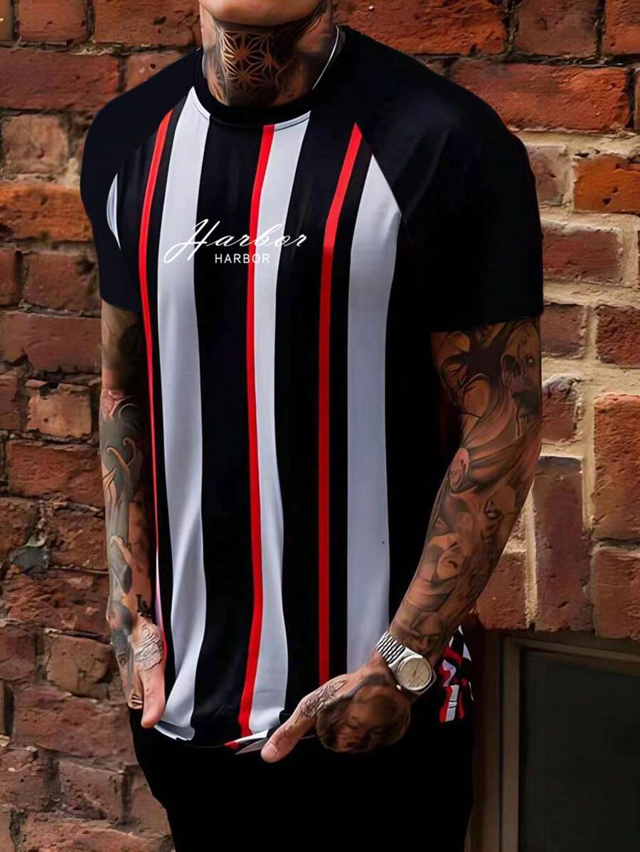 Manfinity Homme Men T-Shirts Fit Crew Neck Short Sleeve Colorful Summer ...