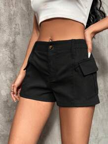 SHEIN ICON Gorpcore Flap Pocket Side Cargo Shorts
