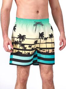 Manfinity Quần short nam đi biển Dây kéo Túi Ombre Nhiệt đới - Nhiều màu - Xem 1