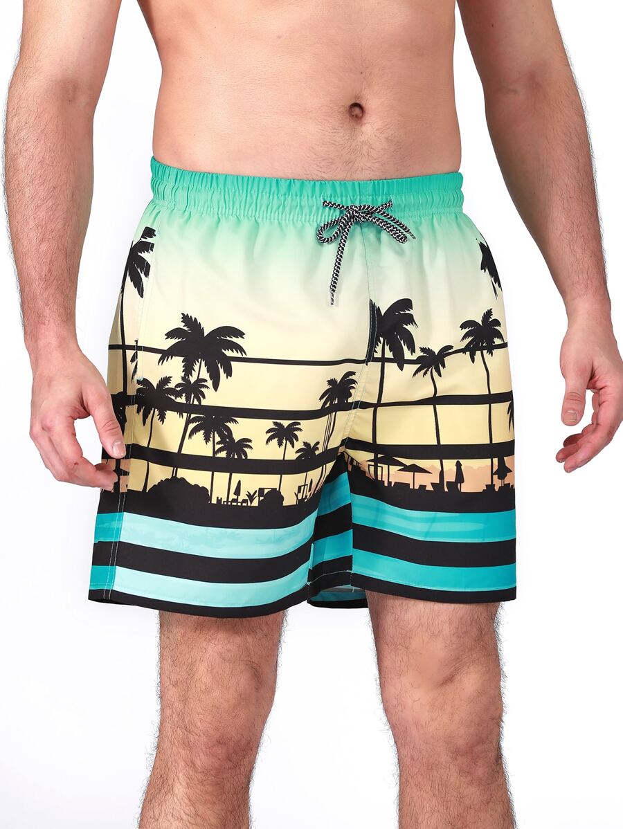 Manfinity Quần short nam đi biển Dây kéo Túi Ombre Nhiệt đới - Nhiều màu - Xem 1