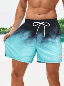 Manfinity Swimmode Quần short nam đi biển Túi Dây kéo Đắp vá Ombre - Nhiều màu - Xem 3