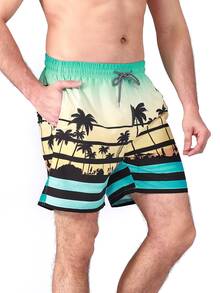 Manfinity Quần short nam đi biển Dây kéo Túi Ombre Nhiệt đới - Nhiều màu - Xem 5