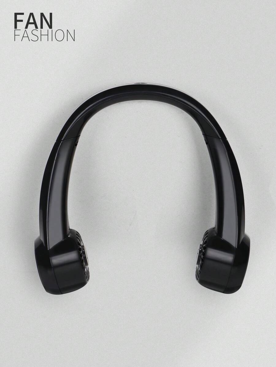 1pc Black Neck Hanging Fan With Charging Cable, Rechargeable Electric Fan For Home - Black - View 1