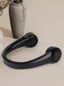 1pc Black Neck Hanging Fan With Charging Cable, Rechargeable Electric Fan For Home - Black - View 2