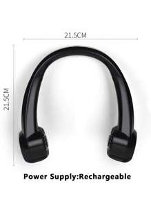 1pc Black Neck Hanging Fan With Charging Cable, Rechargeable Electric Fan For Home - Black - View 3