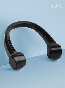 1pc Black Neck Hanging Fan With Charging Cable, Rechargeable Electric Fan For Home - Black - View 5