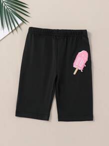 小女童冰淇淋刺繡騎行褲