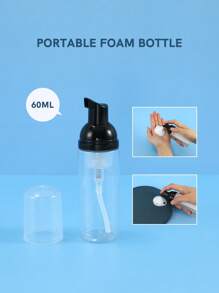 1pc Soap Foam Bottle, Empty Travel Foaming Lash Shampoo For Cleanser, Dispenser (60ml, 2 Fl Oz) - Black - View 2