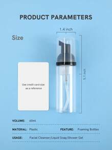 1pc Soap Foam Bottle, Empty Travel Foaming Lash Shampoo For Cleanser, Dispenser (60ml, 2 Fl Oz) - Black - View 4