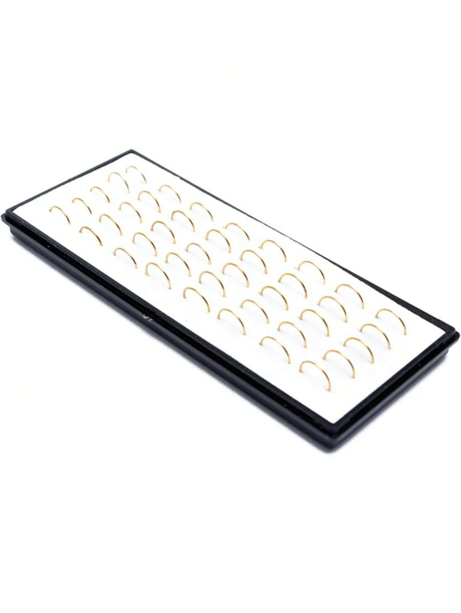 40入組/套極簡鼻環不銹鋼受歡迎穿孔身體鏈禮品適合女士和男士,不銹鋼首飾類 - 金黃色 - 查看 1