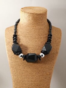 1 vòng cổ đính cườm bằng gỗ Boho cho phụ nữ để trang trí hàng ngày - màu đen - Xem 1