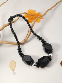 1 vòng cổ đính cườm bằng gỗ Boho cho phụ nữ để trang trí hàng ngày - màu đen - Xem 4