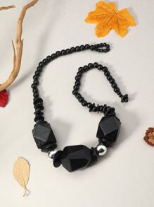 1 vòng cổ đính cườm bằng gỗ Boho cho phụ nữ để trang trí hàng ngày - màu đen - Xem 5