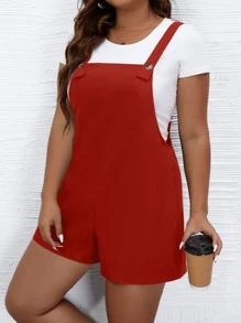 Calvaya 大碼素色背帶連體短褲不帶T恤 - 酒紅色 - 查看 4