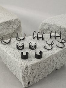 5對/套男士袖口耳夾 - 黑色 - 查看 2