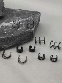 5對/套男士袖口耳夾 - 黑色 - 查看 4